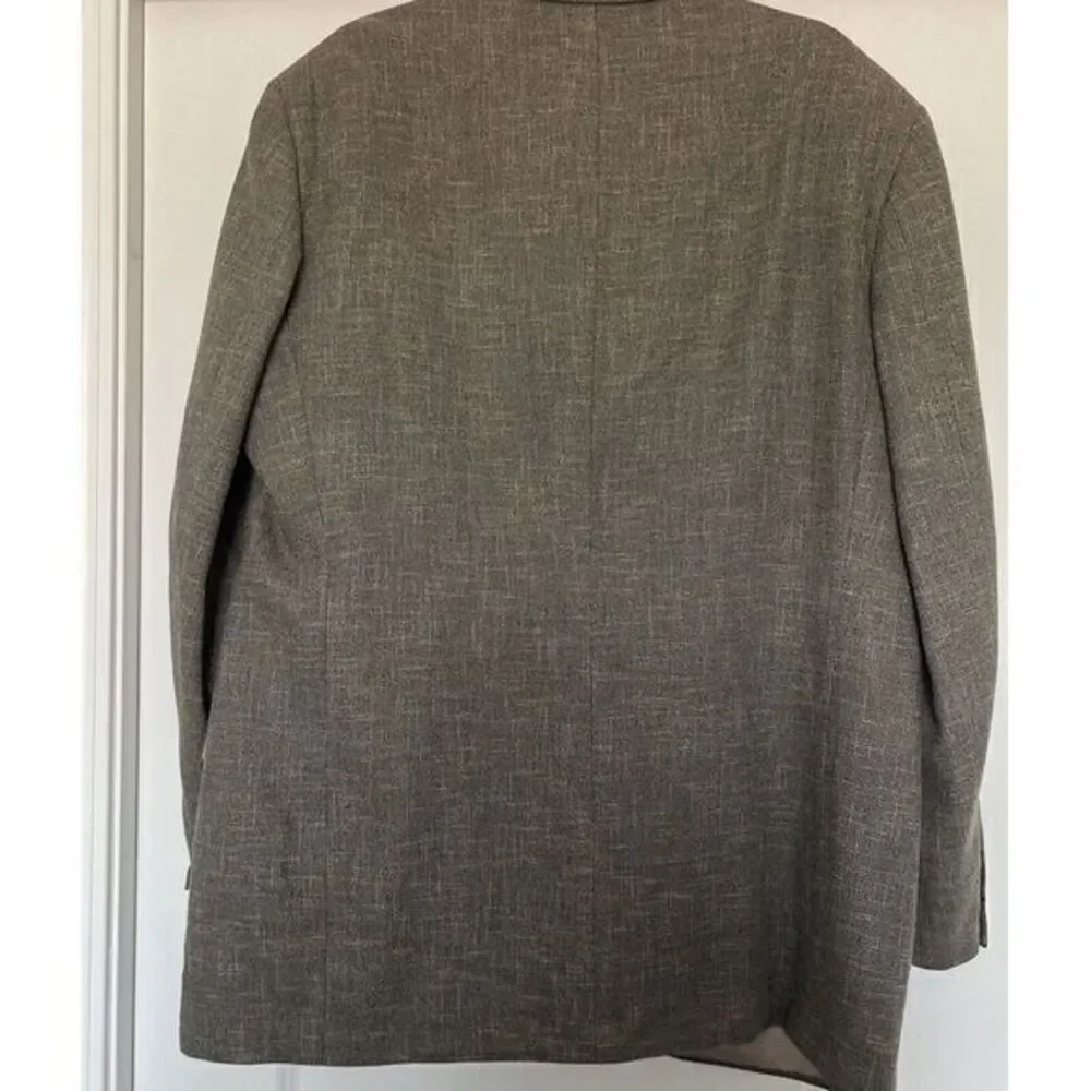 Tallia Uomo Mens 46L‎ Blazer Wool Jacket Sport Coat Ivory Gray Brown Plaid